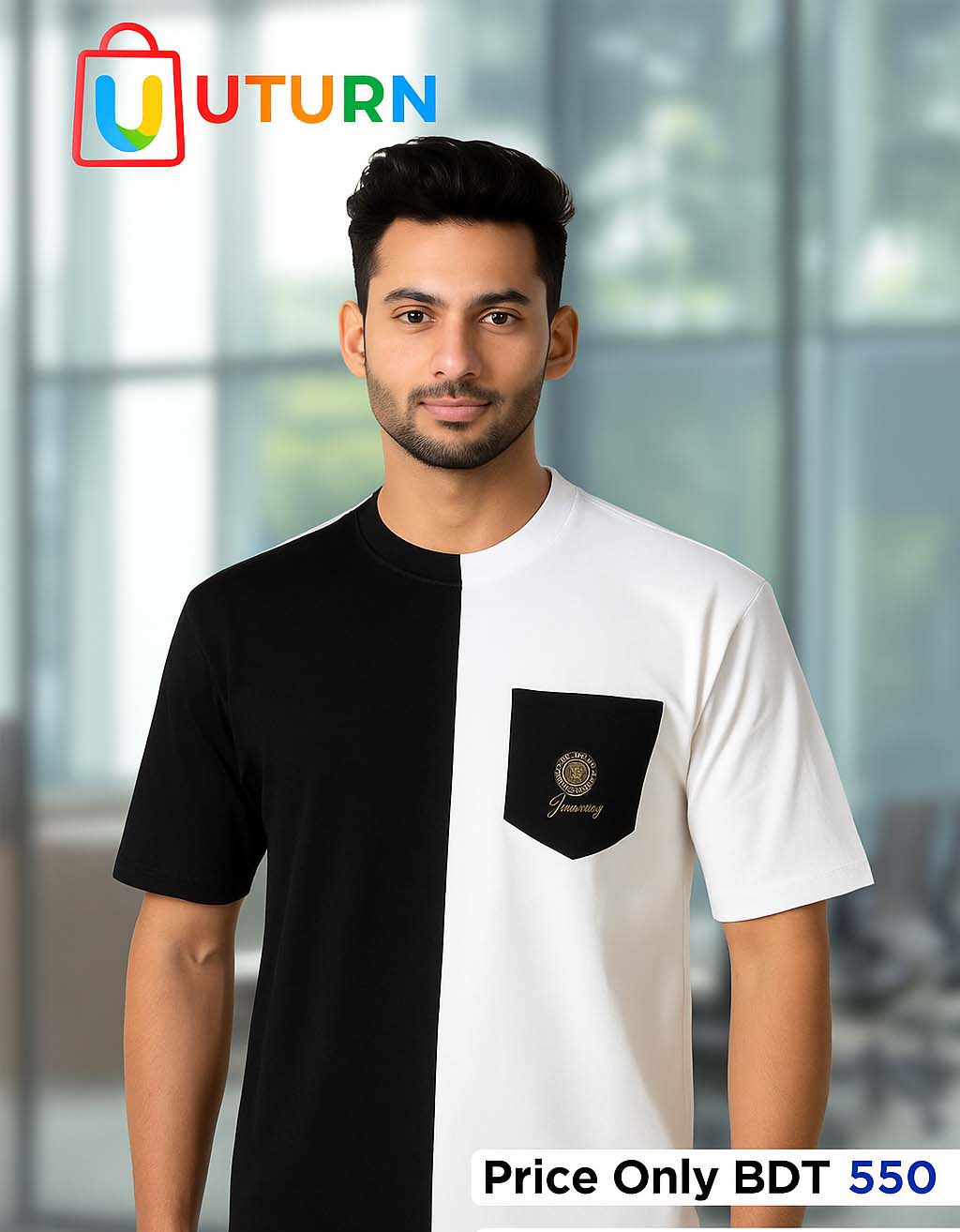 Solid Black & White Cotton Drop Shoulder T-shirt for Men/ woman